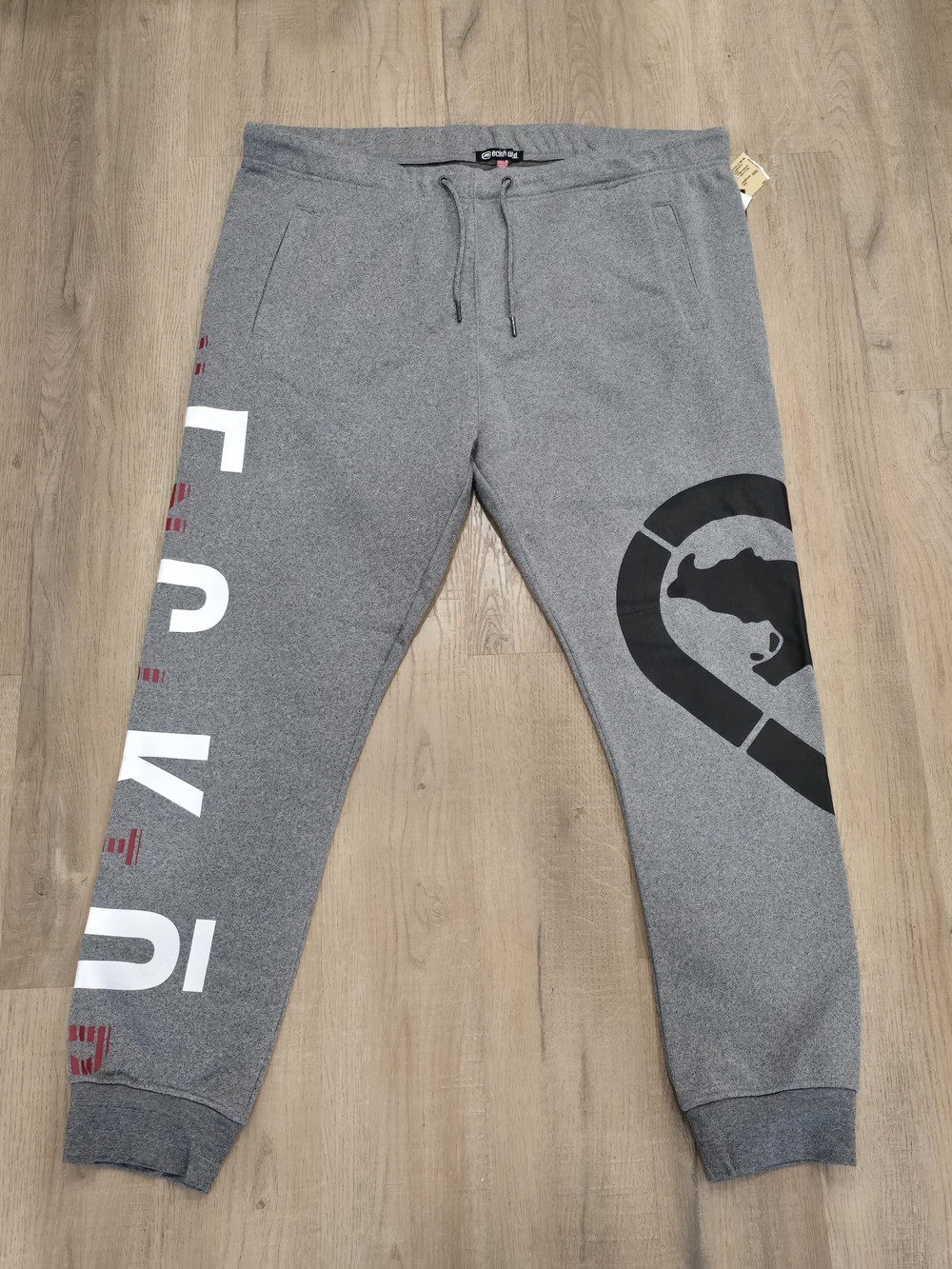 Ecko Unlimited Gray Sweatpants with Bold Logo and Side Lettering